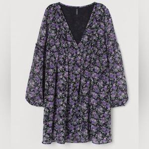H&M EUC Divided Purple Ditsy Floral Swing Dress
